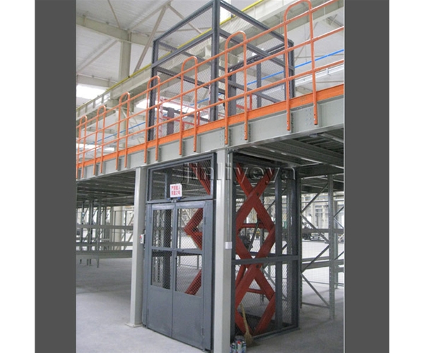 Fixed scissor lift cargo elevator